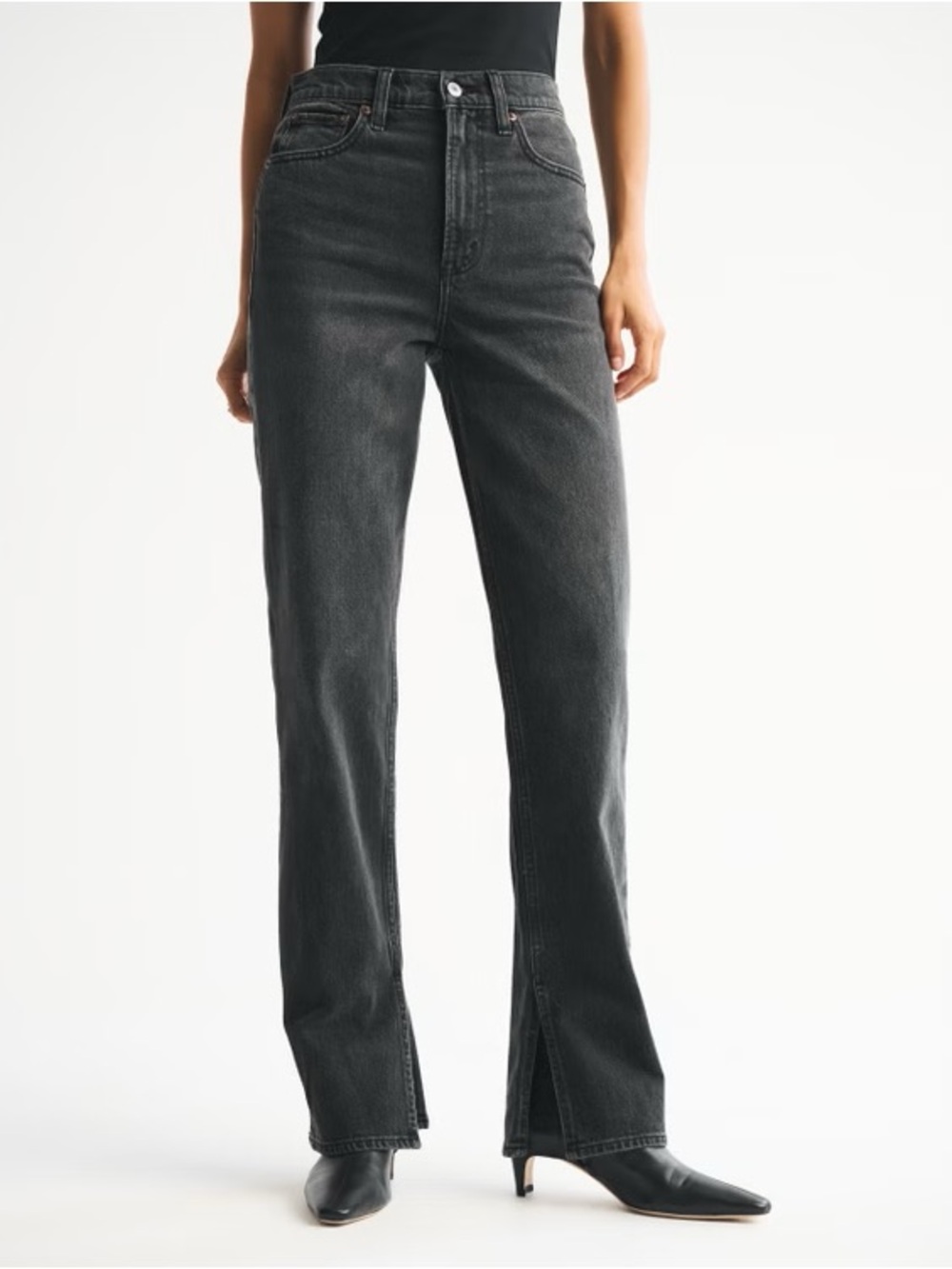 Abercrombie & Fitch Ultra High Rise 90s Straight Jean Curve Love Washed Black